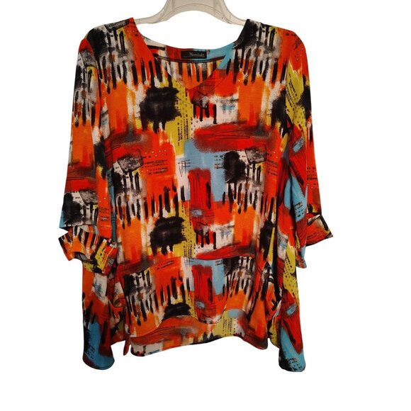 Moonlight YS Tunic XL Top, Bright Abstract Red Blue Yellow White Black Lagenlook - Picture 1 of 4